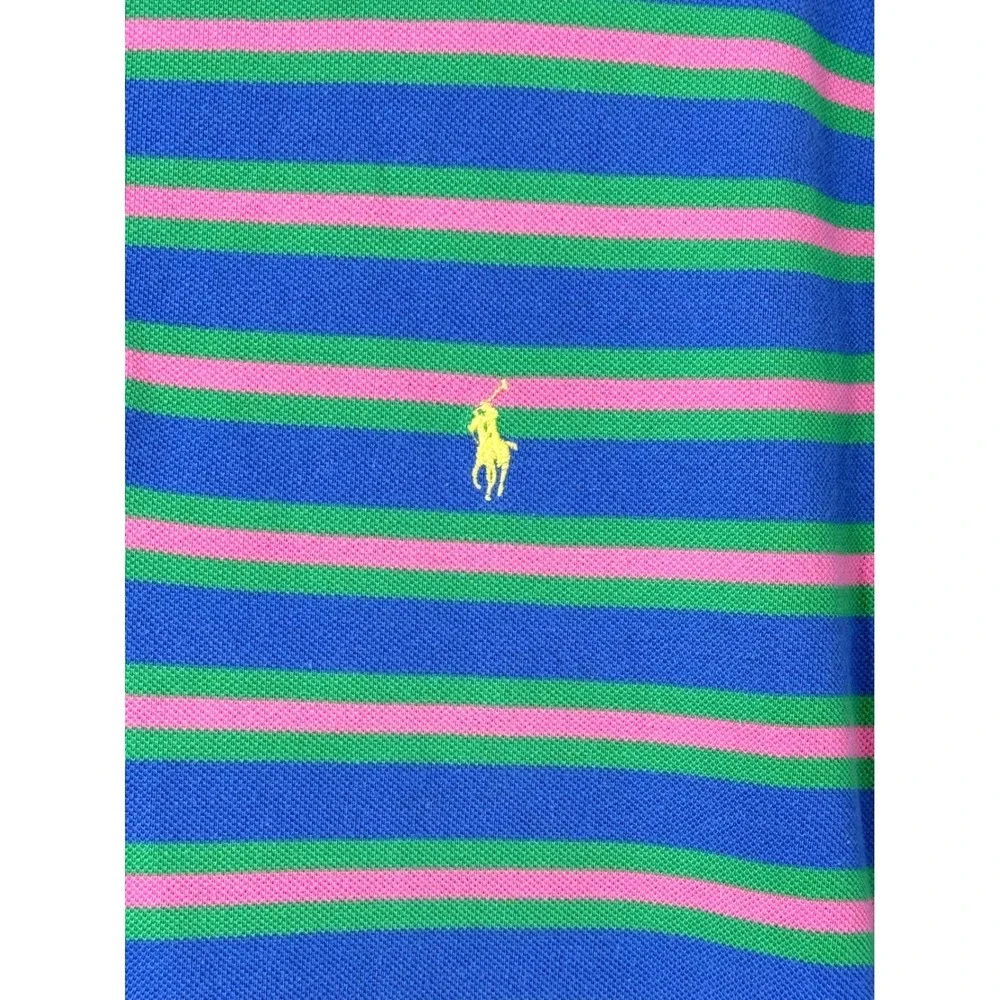 Vtg 90s Polo Ralph Lauren pique shirt Mens L Preppy Heritage Striped pink